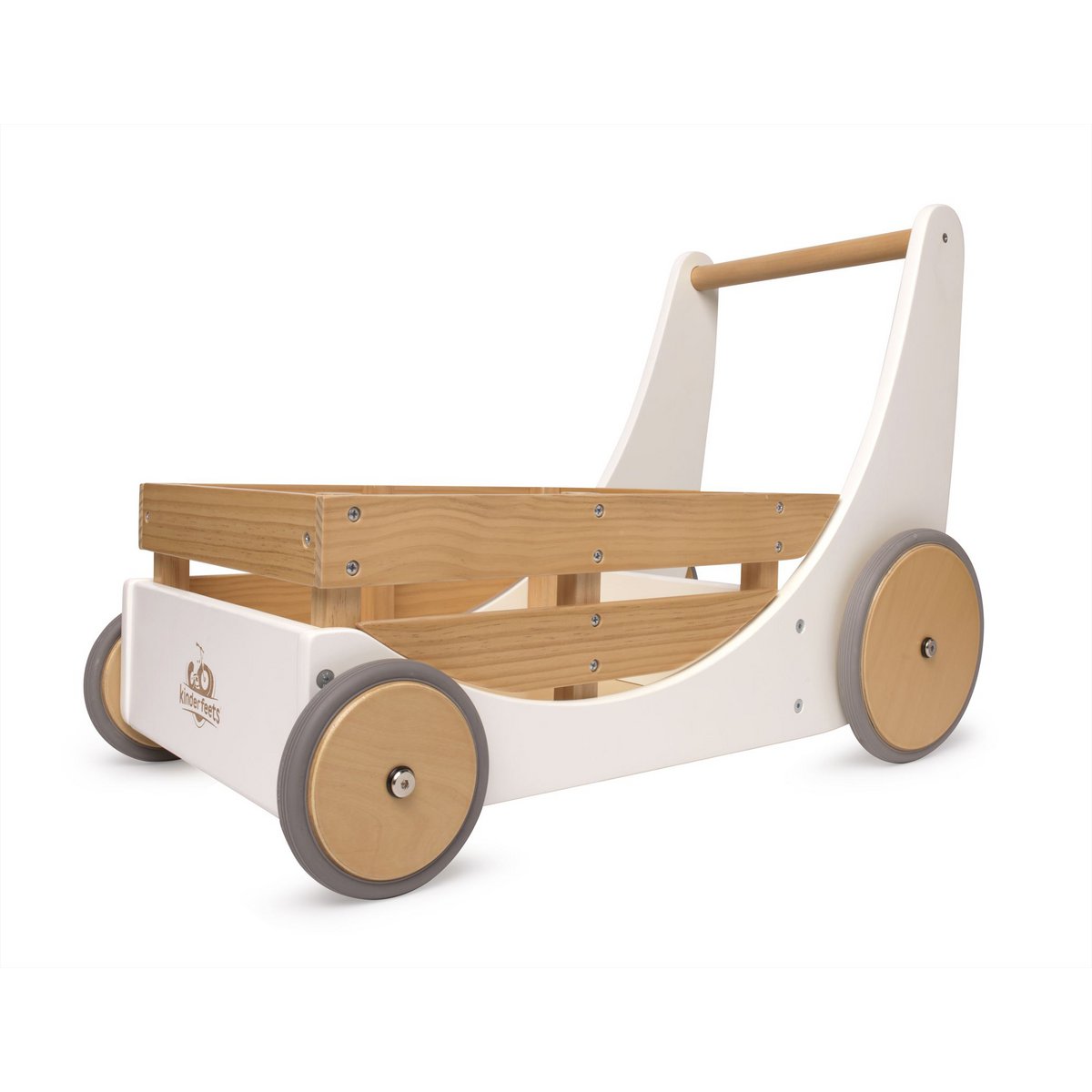 Kinderfeets 2-in-1 wooden storage cart & walker – White