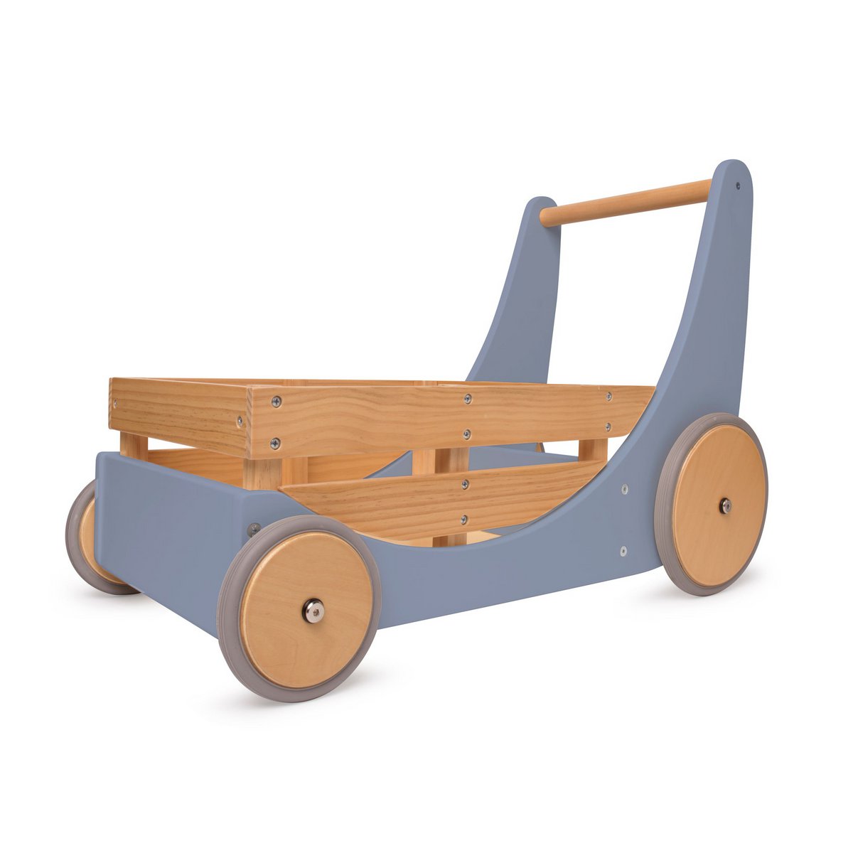 Kinderfeets 2-in-1 Wooden Storage Cart & Walker – Slate Blue