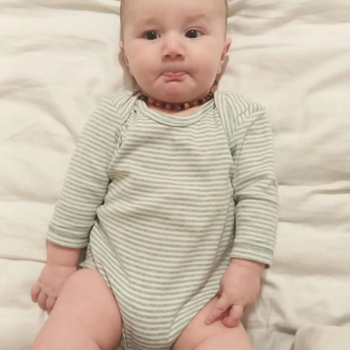 OrganicEra Organic Baby L/S Bodysuit, Aqua Striped